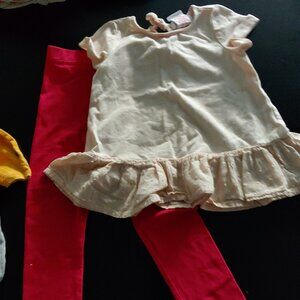 Baby girl soft pink top and red pants set 18mm